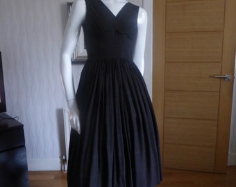 Original 1950's dark brown/black stripped dress