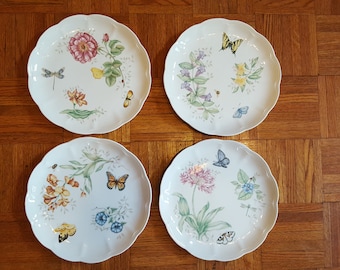 4 Lenox Butterfly Meadow Dinner Plates
