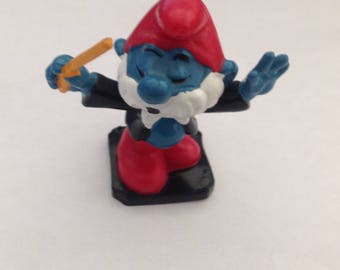 Vintage Smurfs Papa Smurf Conductor Figure 1980s 80s