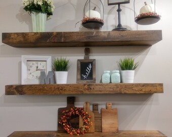 48" Floating Shelf, Farmhouse Shelf, Farmhouse Decor, Rustic Floating Shelf, Chunky Shelf