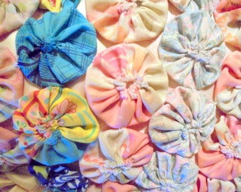 Rosette Yo Yo Pillow Vintage Diamond Shaped Hand Made Pillow