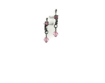 Pink Crystal Dangle Earrings