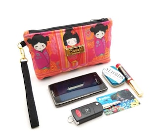 Kokeshi Doll Wristlet - iPhone 6+, Samsung 8+