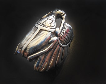 Scarab Beetle Sterling Silver Ring