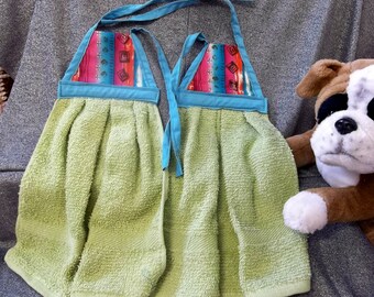 Hanging Kitchen Terry Tie Towels, Indian Blanket Stripes Top