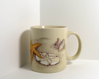 Vintage Otagiri Mercantile Company OMC Seashell Coffee Mug - Made in Japan - Sand Dollar Starfish