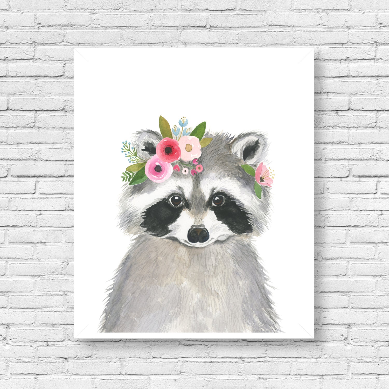 Watercolor Racoon 2 Woodland Nursery Art Animal Paintings