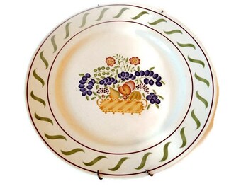 Vintage Decorative Transferware Della Robia Plate/ Wall Display Plate/ Basket of Fruit