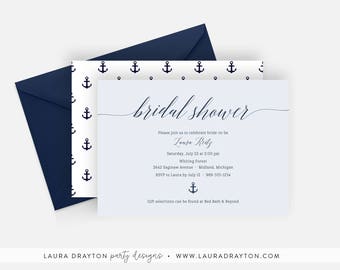 Nautical Bridal Shower 5" x 7" Invitation - Digital or Printed