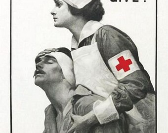Vintage World War 1 Red Cross Appeal Poster A3 Print