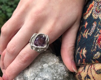 Sterling Silver Amethyst Wire Wrapped Ring
