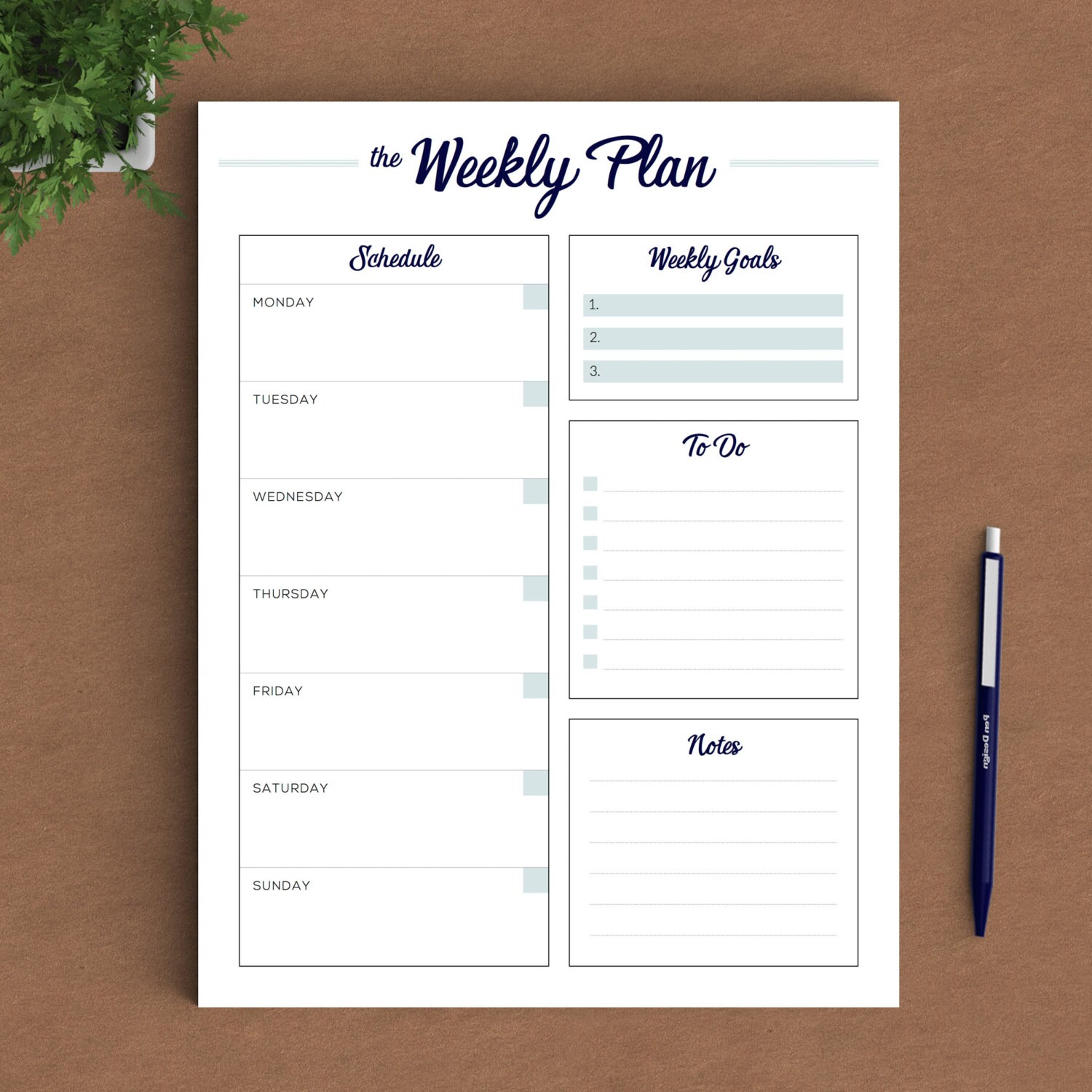 weekly todo list planner