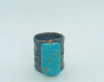 Large turquoise and copper ring