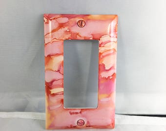 switchplate, Pink Decor, Home Decor, Alcohol Ink Decor