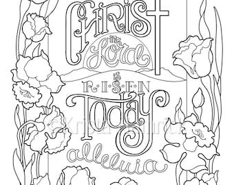 Christ The Lord Is Risen Today Coloring Page In Two Sizes 85X11 Bible Journaling Tip 6X8 KristaHamrick