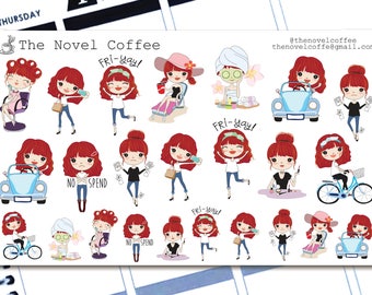 Planner Stickers Even More Doodle Girl Variety - Erin Condren Life Planners - NC41