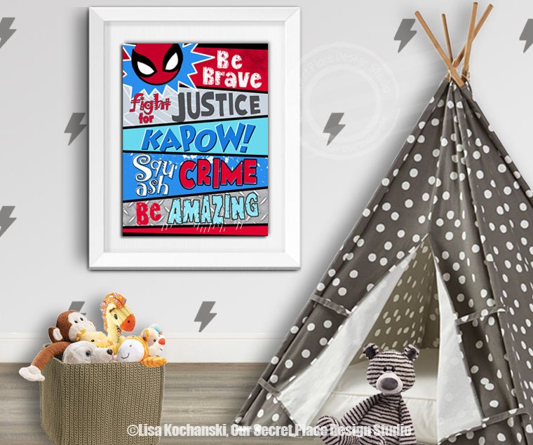 PRINTABLE Superhero Wall Art Superhero Nursery Superhero Art