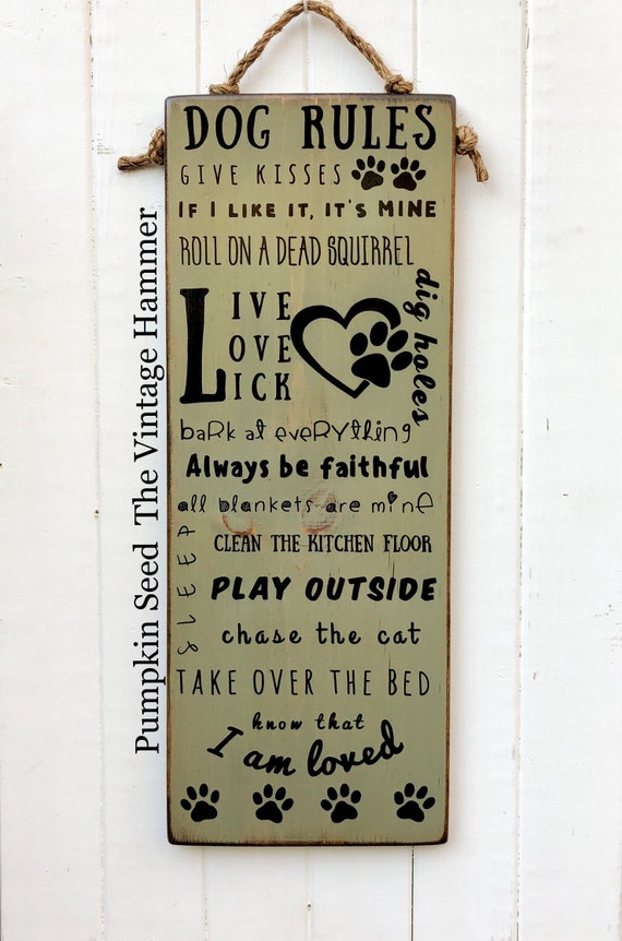 Dog Rules Wood Sign Sayings Signs Hand Painted Dog Rules Wood Sign Sayings Signs Hand Painted