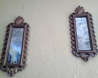 Hollywood regency antique gold framed smokey mirrors