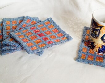 Handwoven Coaster, Mug Rug, Single Handspun Wool Coaster