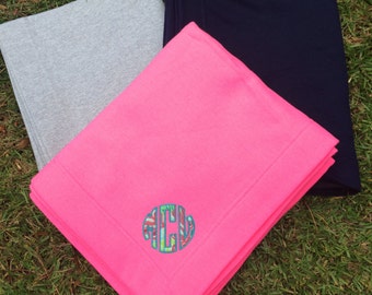 Monogrammed Lilly Pulitzer Stadium Sweatshirt Blanket