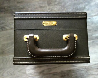 Vintage Travel Case, Trans-World Creations Dark Brown Case for Traveling Bar or Coffee...Missing Inner Pieces, Wear/Scratches, Case Only