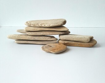 8 Flat Driftwood Pieces 8 cm - 17.5 cm / 3.15'' - 6.88'', DIY Mother's Day Photo frame, Driftwood Art, Home decor, Place cards, Natural Wood