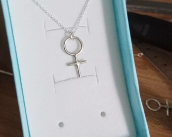 Handmade Sterling Silver Feminist Venus Symbol Necklace