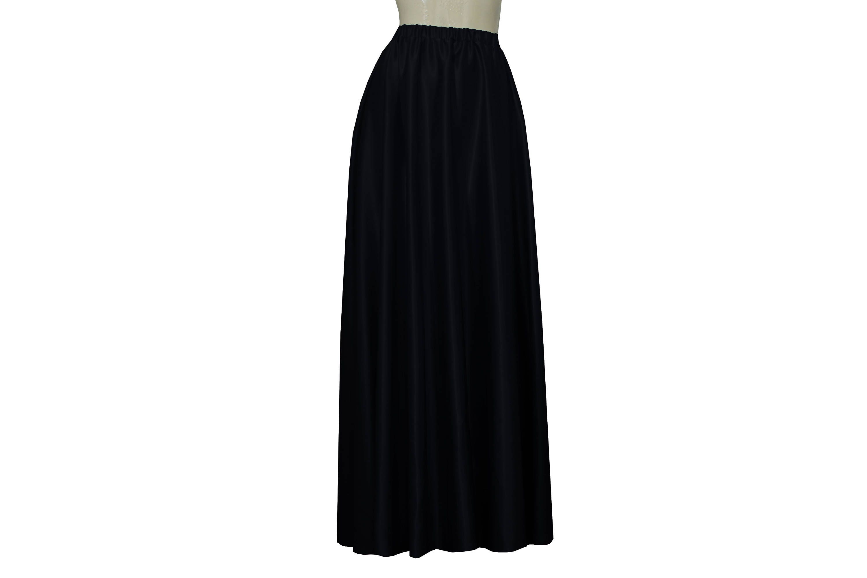 Black Satin Skirt Maxi Formal Flowy Skirt Sizes XS S M L