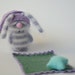 Snoozy Grey Bunny with Blanket & Pillow Hand-knitted bunny