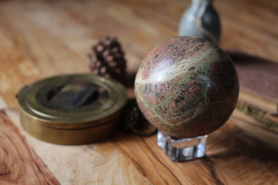Unakite Sphere 64mm, Polished Unakite, Crystal Ball, Jasper Sphere, Polished Jasper, Unakite Healing Crystal, Metaphysical
