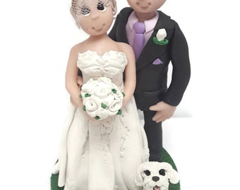 Wedding Cake Topper - CUSTOM cake topper, FUNNY cake topper, Wedding figurines, wedding topper, Older couple topper,dog wedding cake topper