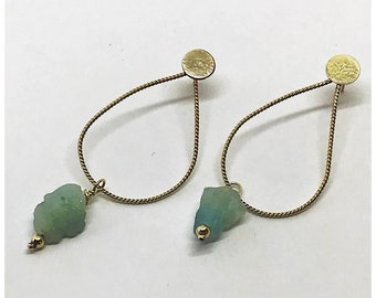 Silver hoop earrings, Dainty earring, Elegant earring, Handmade jewelry, Light blue earring, Free shipping, Gift wrapping, Next day shipping