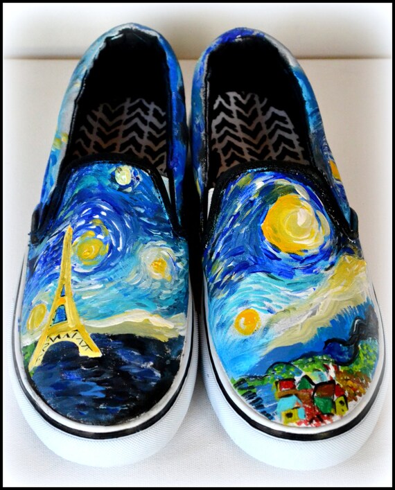 Items similar to Womens Van Gogh Shoes, Custom Starry Night Shoes ...