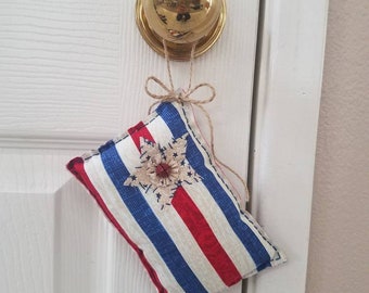 Patriotic Hand Stitched Home Decor, Patriotic Door Hanger, Patriotic Wall Hanging, Patriotic Flag, USA