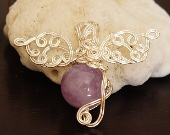 Handmade Pendant top, Lavender Amethyst. Wire.