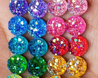 Ab 8mm chunky faux druzy 22pc Cabochon sampler