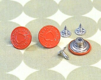 3 jeans buttons "Heart" orange red