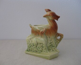 Vintage McCoy Pottery Deer and Fawn Planter