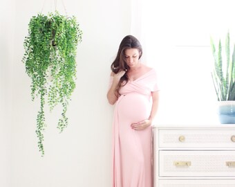 Maternity gown / maternity dress / convertible baby shower dress- The fitted wrap dress