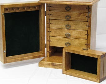 Jewelry Box Handcrafted from Birdseye Maple Wood with an Benaya Art Tile on door