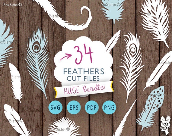 Download 34 Feathers SVG Bundle Cut File Templates Feather Feather