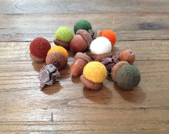 White acorn in felted wool