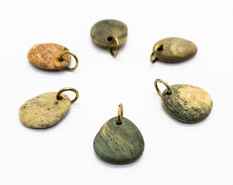 Petrified wood, Beach stone beads, Beach stone Charms, Pebble beads, drilled stone, drilled beach stone ketten kiesel 비즈 (286-1)