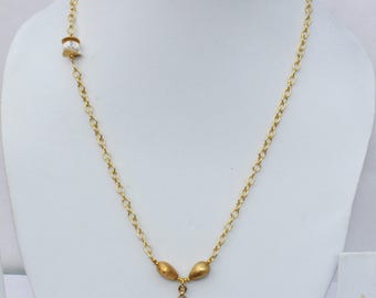 Natural Rock Crystal Quartz Necklace / Gemstone Gold Necklace / Clear Quartz Bezel Set Gemstone Necklace / Handmade Necklace N99