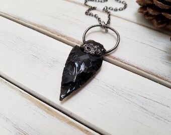 Arrowhead Necklace | Dragon Glass Necklace | Obsidian arrowhead necklace | Raw Arrowhead Necklace | Obsidian Pendant | Raw Crystal Jewelry