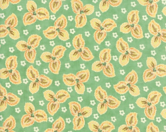 Fig Tree Fabric Teal Hazel and Plum Fabric - Teal Floral Leaf Quilt Fabric By The 1/2 Yard