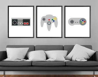 Nintendo Controllers Modern Art Prints - Set of 3