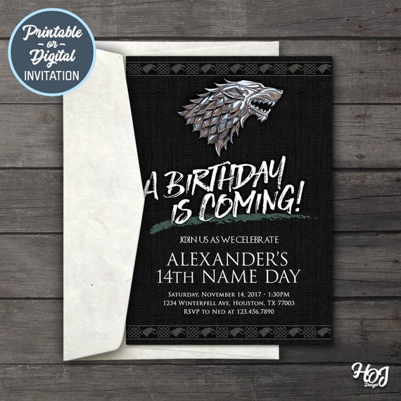 printable template card free game Game of Party Game Thrones Digital of Birthday Invitation