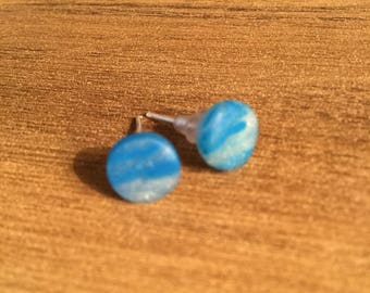 Blue quartz clay stud earrings